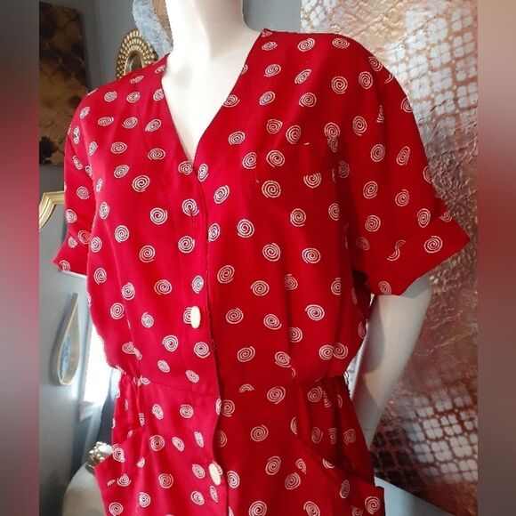 Vintage Abstract Print Button Down Midi Dress - Picture 5 of 13